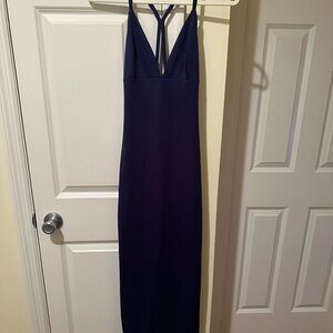 AQ/AQ Elegant Navy Maxi Dress